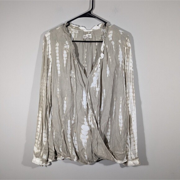 Knox Rose Blouse Women Size M Tie Dye Wrap Long Sleeve Boho Top - Picture 2 of 7